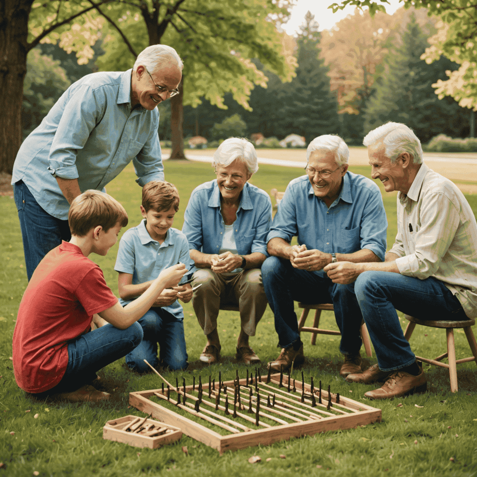 Familia multigeneracional disfrutando de un juego de Stake, mostrando la diversión y el aprendizaje para todas las edades